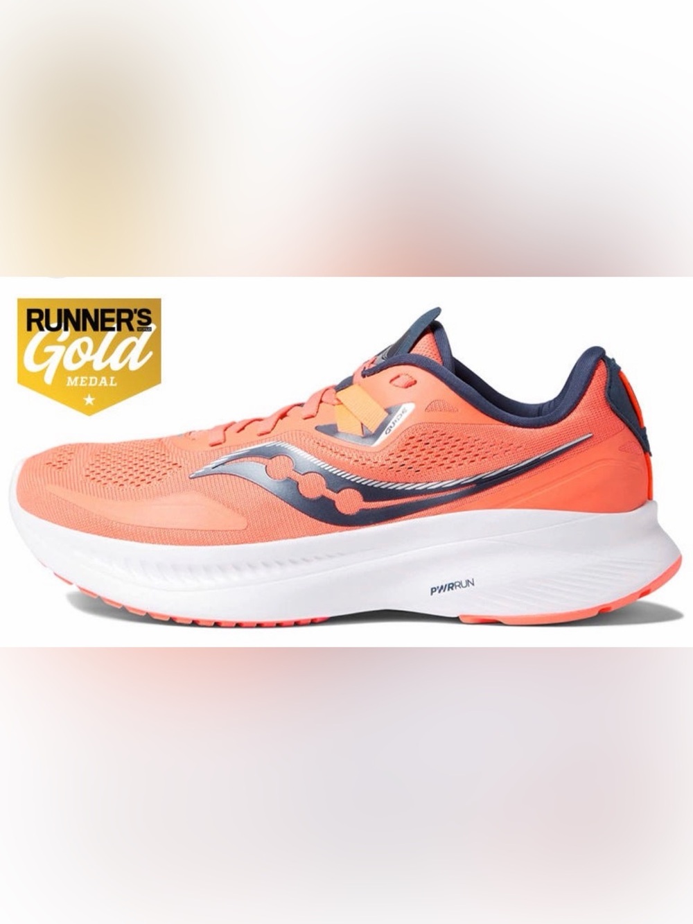 Saucony Women's Coral Orange Running Shoe with Navy Accents
